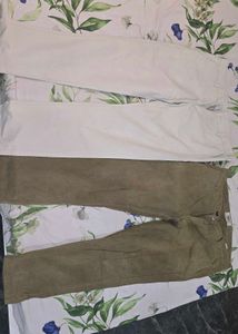 Chic Cotton Pants - Khaki & Off-White - PACK OF 2