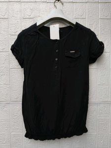 New with tag Chic Black Button-Up Short-Sleeve Top
