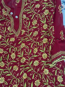 Gorgeous maroon sheer embroidered kurti
