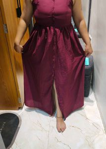 burgundy button up dress