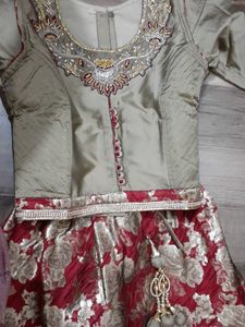 Elegant Red &amp; Gold Floral Lehenga Choli Set