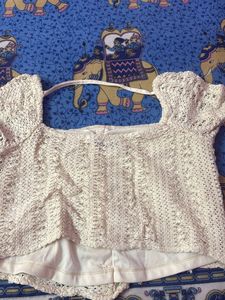 Cream Crochet Button-Up Top