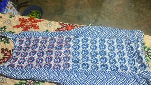 Blue Floral Print Cotton Kurta