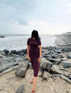 Ribbed Full-Length Bodycon Dress (L size)