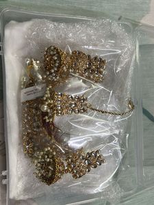 Gold Tone Kundan &amp; Pearls Bridal Choker Necklace S