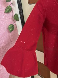 Sparkling Red Bell Sleeve Top