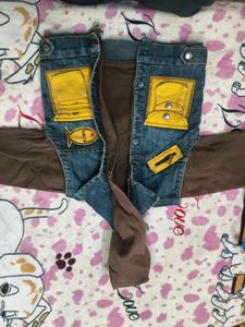 Unique Denim &amp; Brown Layered Jacket 2-4 years