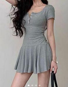 Grey Henley Flare Dress