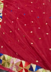 fulkari Embroidered Maroon crepe chiffonSaree