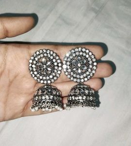 Oxidised Jhumka Earrings