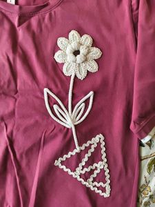 Cute Flower Applique T-Shirt