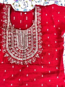 Beautiful Red Embroidered Kurta