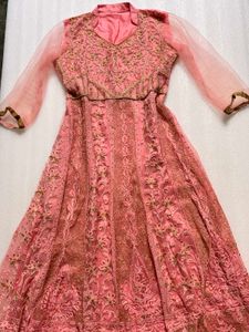 Elegant Pink Embroidered Gown