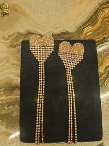 Sparkling Heart Dangle Earrings