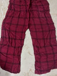 Maroon Checked Palazzo Pants