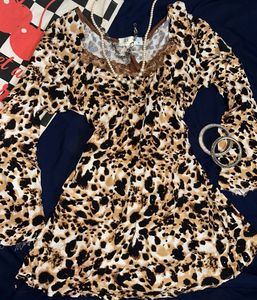 🐆 Y2K Leopard Print Babydoll Mini Dress / Top 🐆