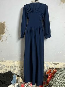 korean Elegant Navy Blue Long Sleeve Dress