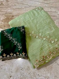 Elegant Embroidered Saree with Blouse