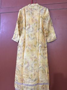 festive silk kurta set in mustard and grey