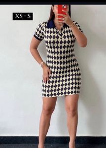Chic Argyle Knit Mini Dress