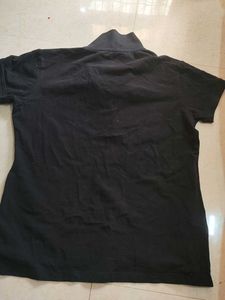 Black Collared Short Sleeve Top