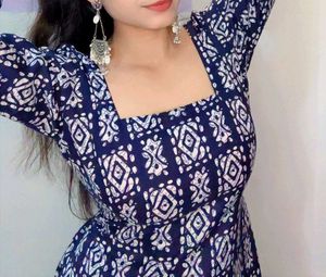 Stylish Navy Blue Printed Kurta