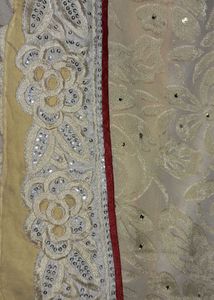 Golden Saari with cutwork border original baraso