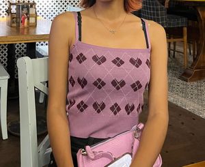 Lavender Argyle Knit Crop Top