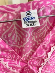 Vibrant Pink Block Print Kurta