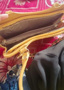 Mustard Yellow Shoulder Bag with Gold Chain