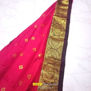 Cherry 🍒 Red Colour Semi Silk Pattu Saree