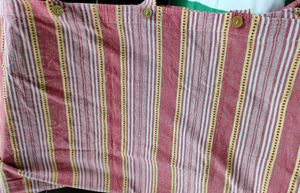 3 Peach-pink Cotton Window Curtains