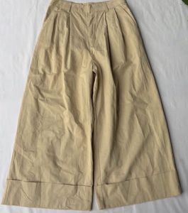 Wide Leg Beige Trousers