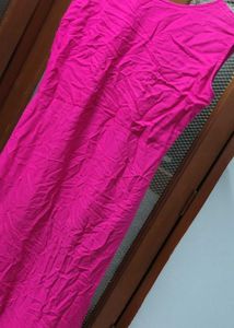 Bright Pink Sleeveless long Kurta Dress