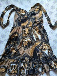 Elegant Baroque Print Mini Dress