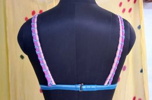 Striped Bikini Top with Crochet Straps
