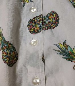 Pineapple Print White Button-Up Shirt
