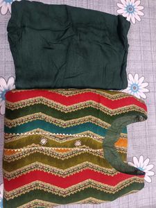 Colorful Zigzag Kurti Set Suit Salwar Dupatta