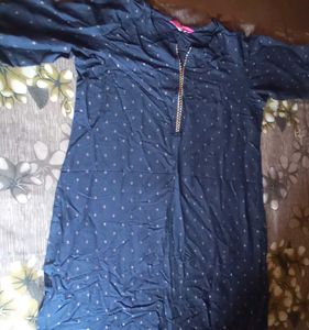Elegant Blue Kurta with Golden Print
