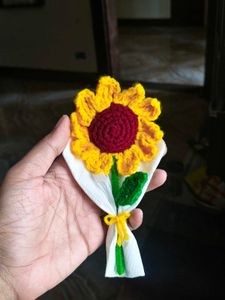 2  piece Crocheted Sunflower