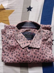 Pearl Creations Men's Pink Leaf Print Shirt