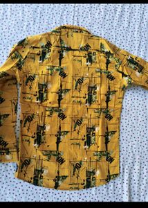 Men's Yellow Printed Full Sleeve Shirt