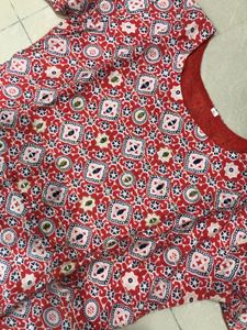 Red Printed Kurta