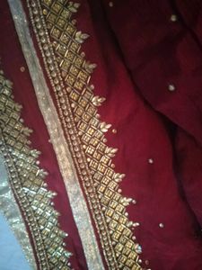 Maroon Embroidered pure silk Kurta Set