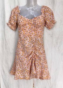 16146. Chic Floral Ruched Mini Dress