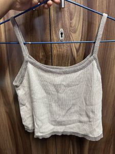 Ribbed Spaghetti Strap Crop Top