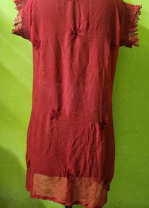 RED Chikankari Kurta