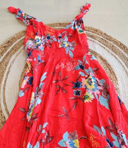 SHEIN V-Back Ruffle High Low Floral Dress
