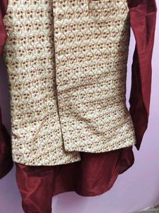 Elegant Maroon Silk Kurta