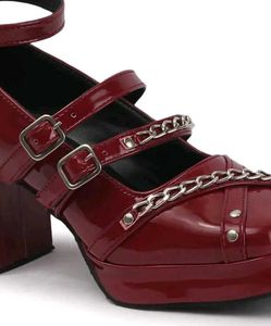 Burgundy Platform Mary Janes Sandel